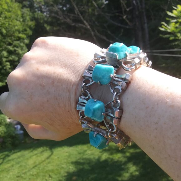 Vintage Castlecliff chunky southwest brutalist vibes statement bracelet - Picture 5 of 16